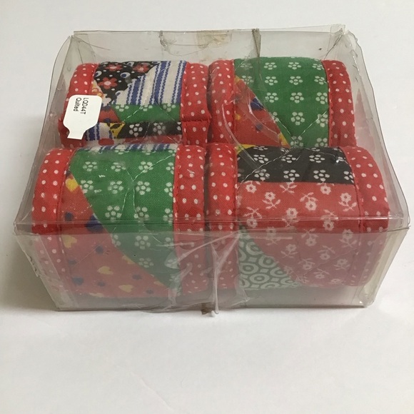 Vintage Calico Fabric Quilted Napkin Rings SET OF 4 Dining Boho Farmhouse NEW - Picture 4 of 10